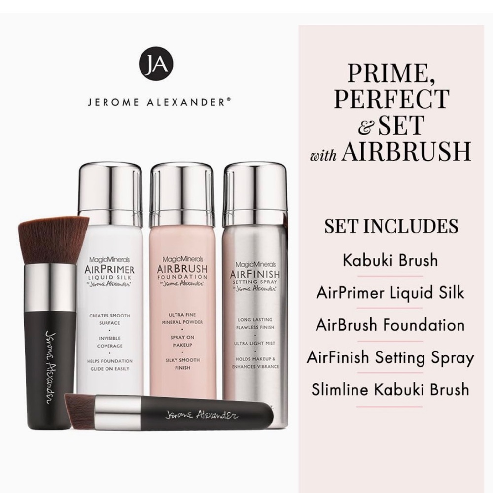 Magic minerals Airbrush foundation set by Jarome Alexander in warm medium